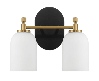 Vortex Two Lights Vanity in Traditional Style for Over Bathroom Mirror Wall Sconce 12.25"W × 10.125"H × 5.5"E With White Frosted Glass - WLL03901301