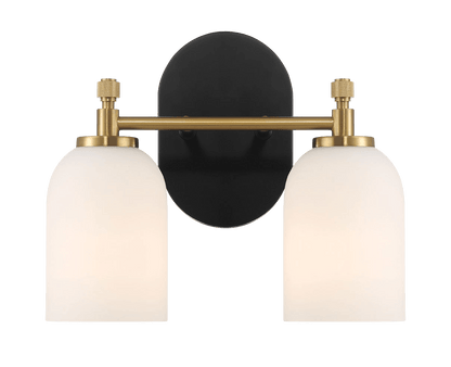 Vortex Two Lights Vanity in Traditional Style for Over Bathroom Mirror Wall Sconce 12.25"W × 10.125"H × 5.5"E With White Frosted Glass - WLL03901301