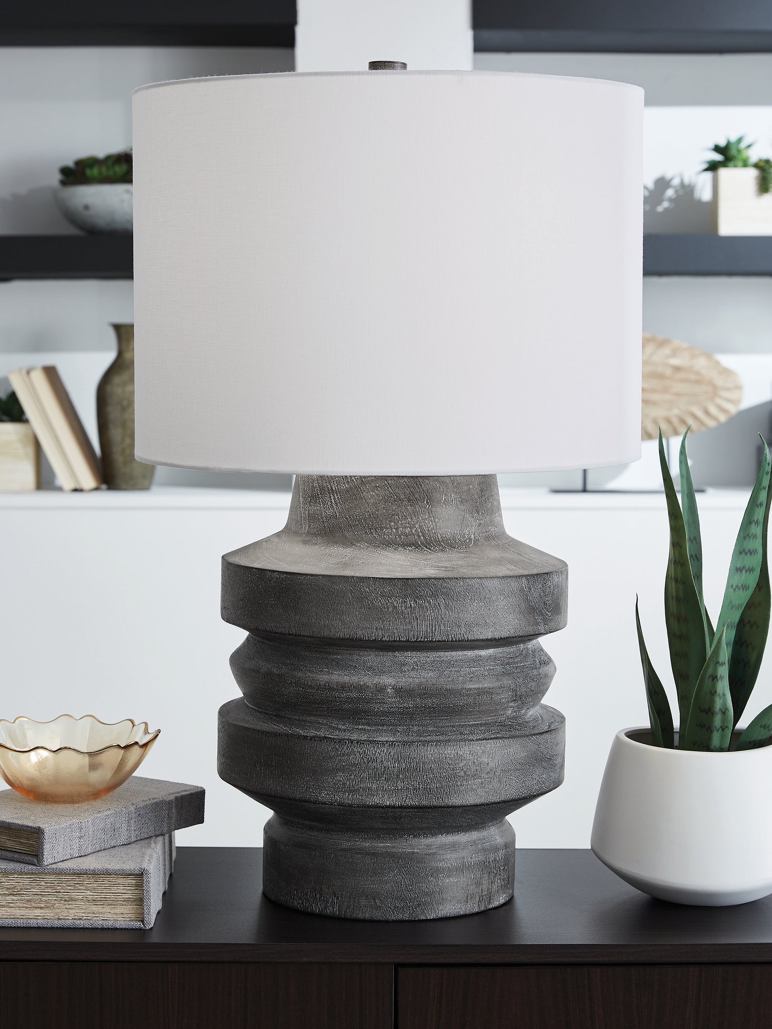 Wahida Distressed Black Table Lamp - L235914