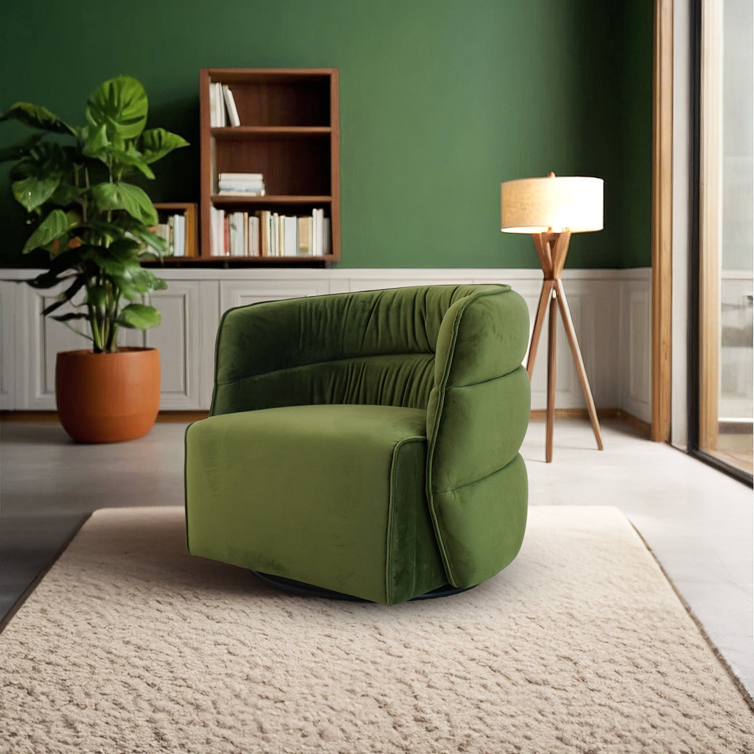 Walden Swivel Chair - Green Velvet - SCH00500812