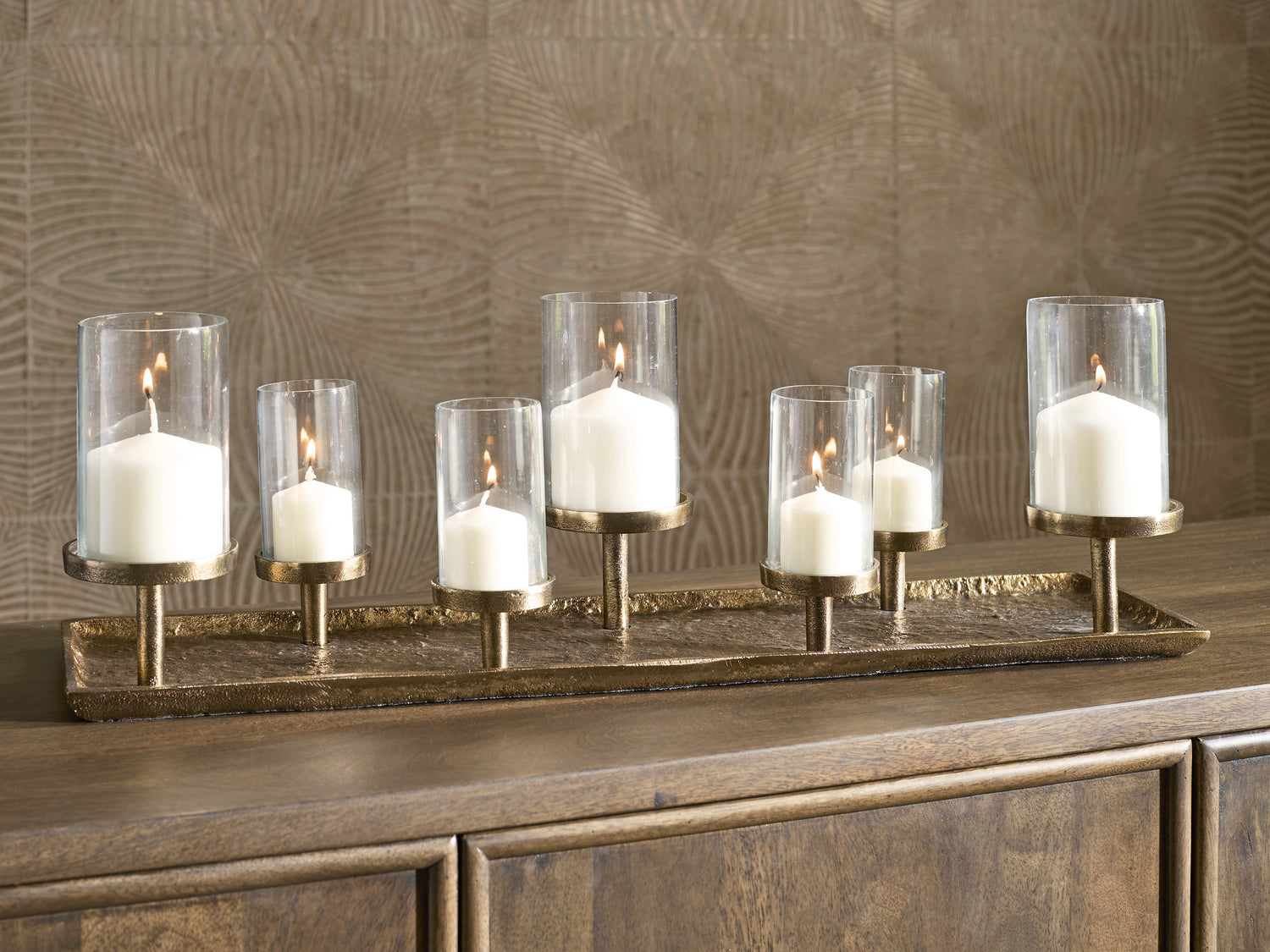 Wallmond Antique Brass Finish Candle Holder - A2000820