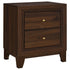 Welsley 2-drawer Nightstand Bedside Table Walnut - 223442