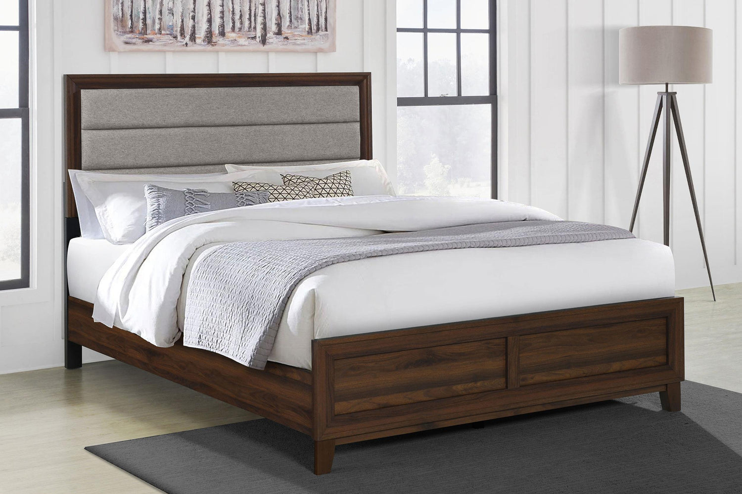 Welsley 50-inch Upholstered Eastern King Bed Walnut - 223441KE