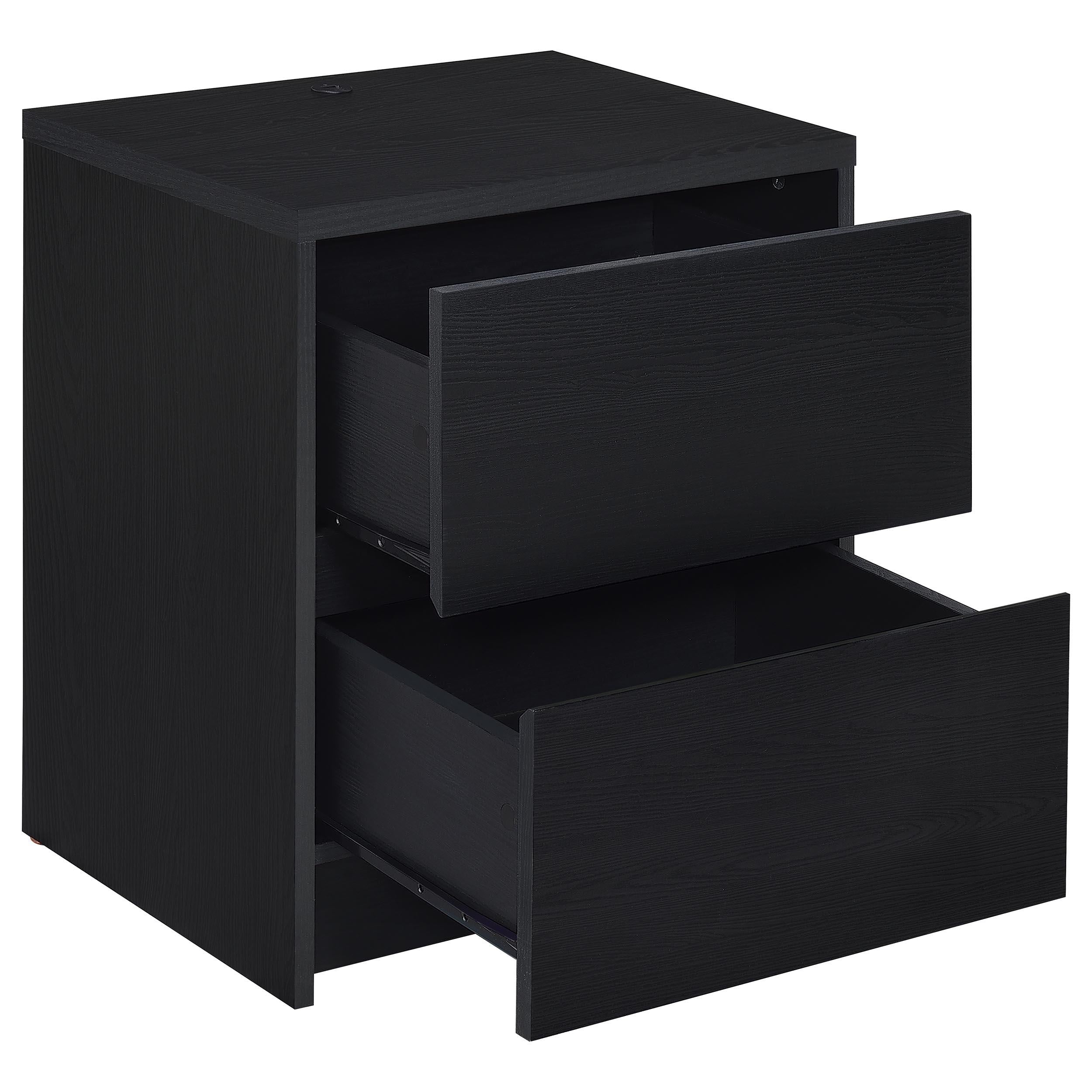 Westpark 2-drawer Nightstand LED Lights and USB Black - 315852
