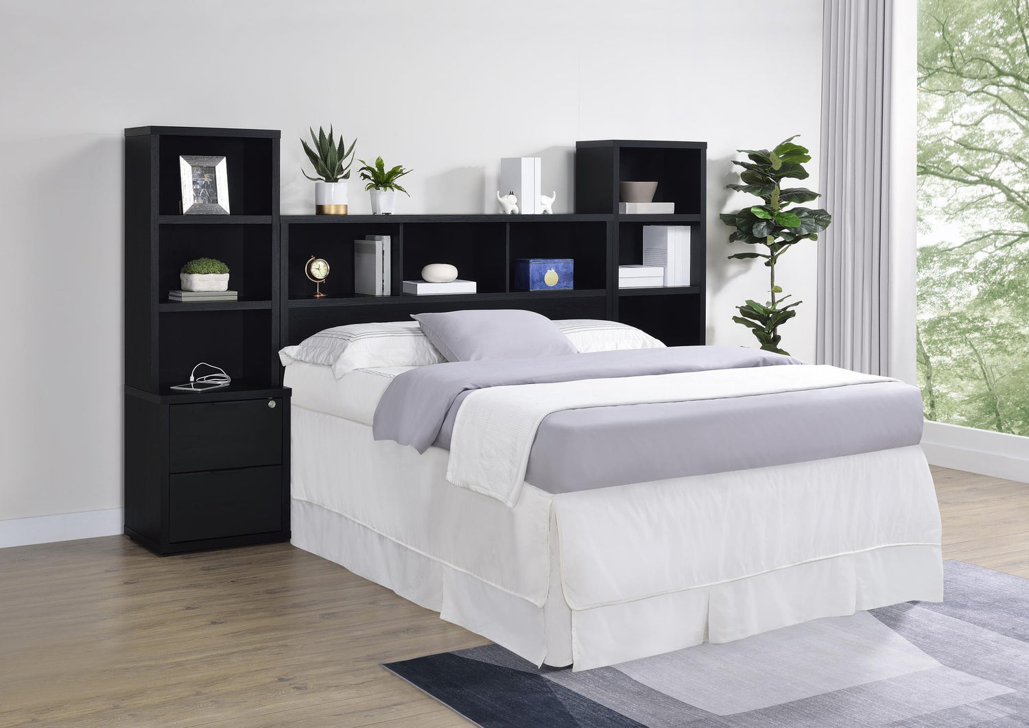 Westpark 3-piece Queen Bedroom Set Bookcase Headboard Black - 315851Q-SET