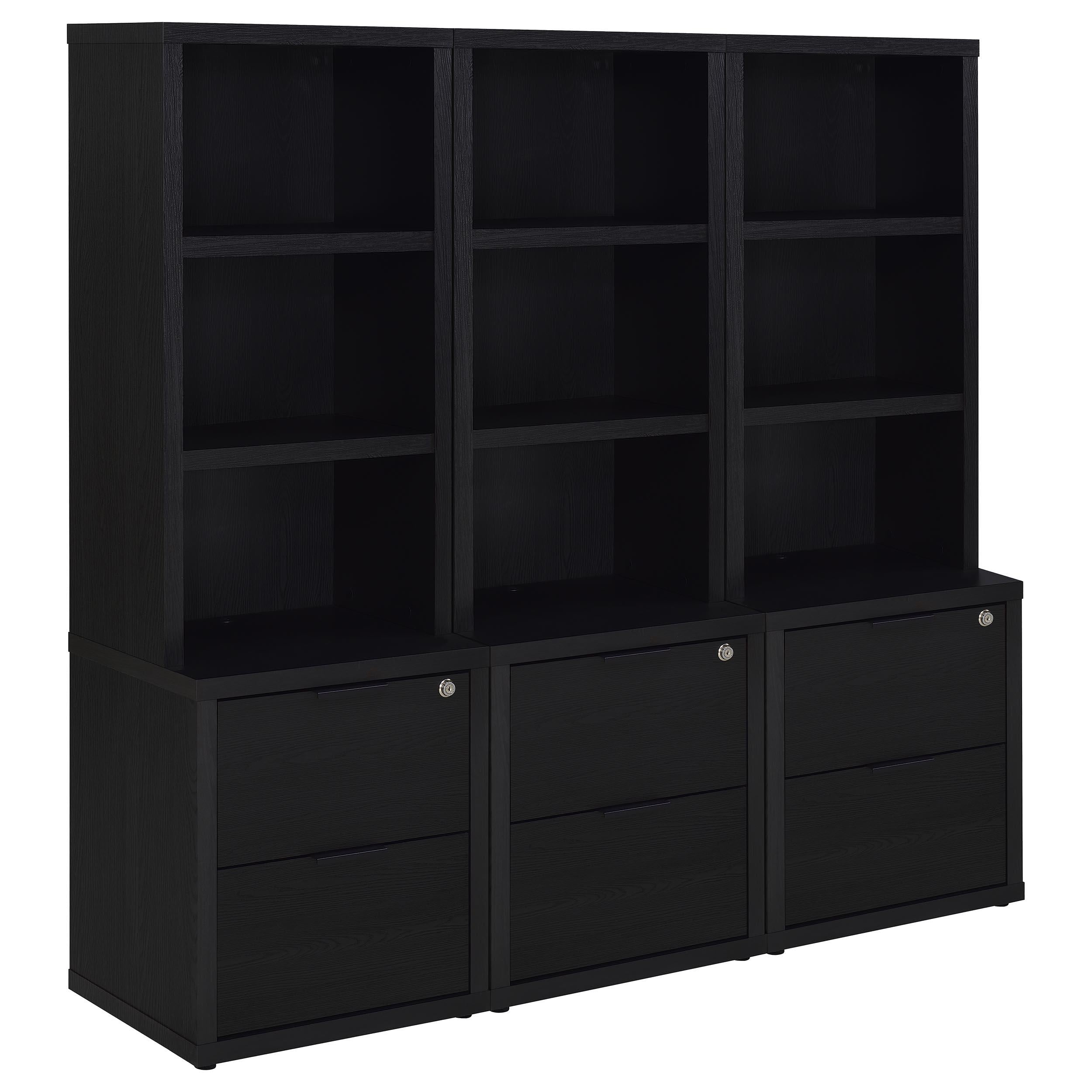 Westpark 3-piece Wall Unit Bookcase Set with USB Black - 802703-S3
