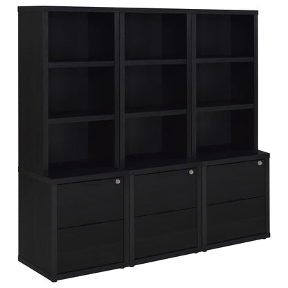 Westpark 3-piece Wall Unit Bookcase Set with USB Black - 802703-S3