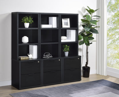 Westpark 3-shelf Bookcase USB and Lockable Drawer Black - 802703