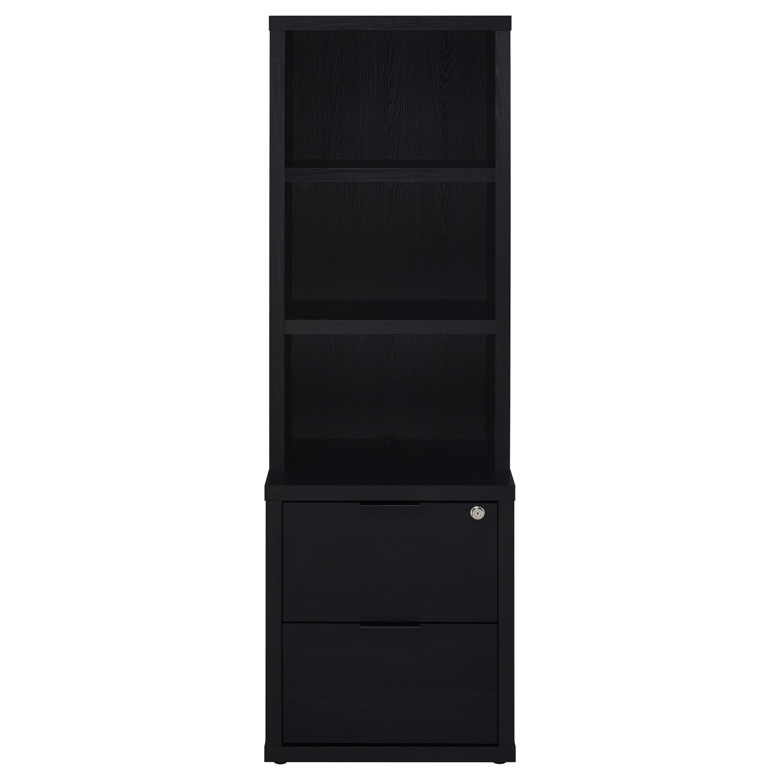 Westpark 3-shelf Bookcase USB and Lockable Drawer Black - 802703