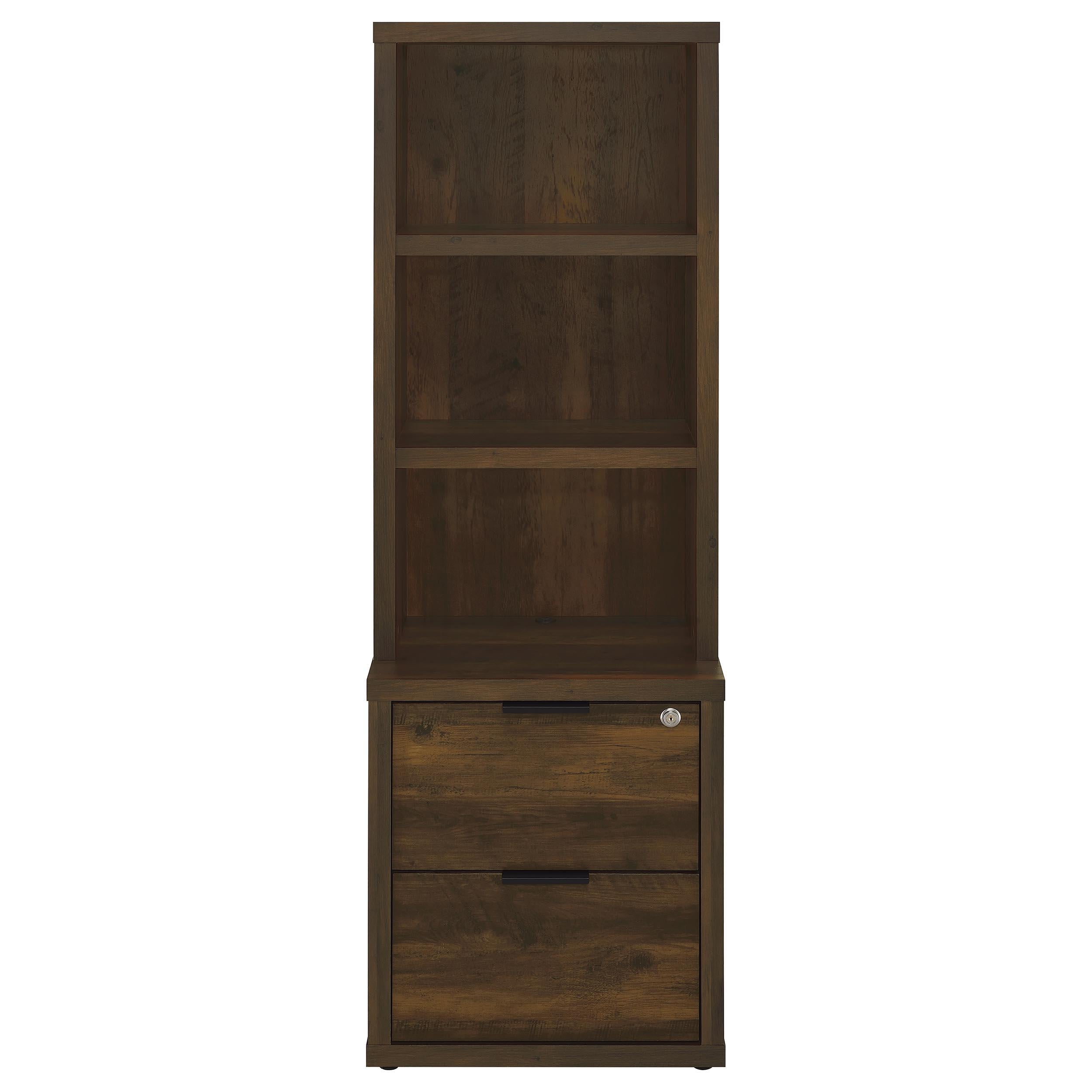 Westpark 3-shelf Bookcase USB and Lockable Drawer Dark Pine - 802713