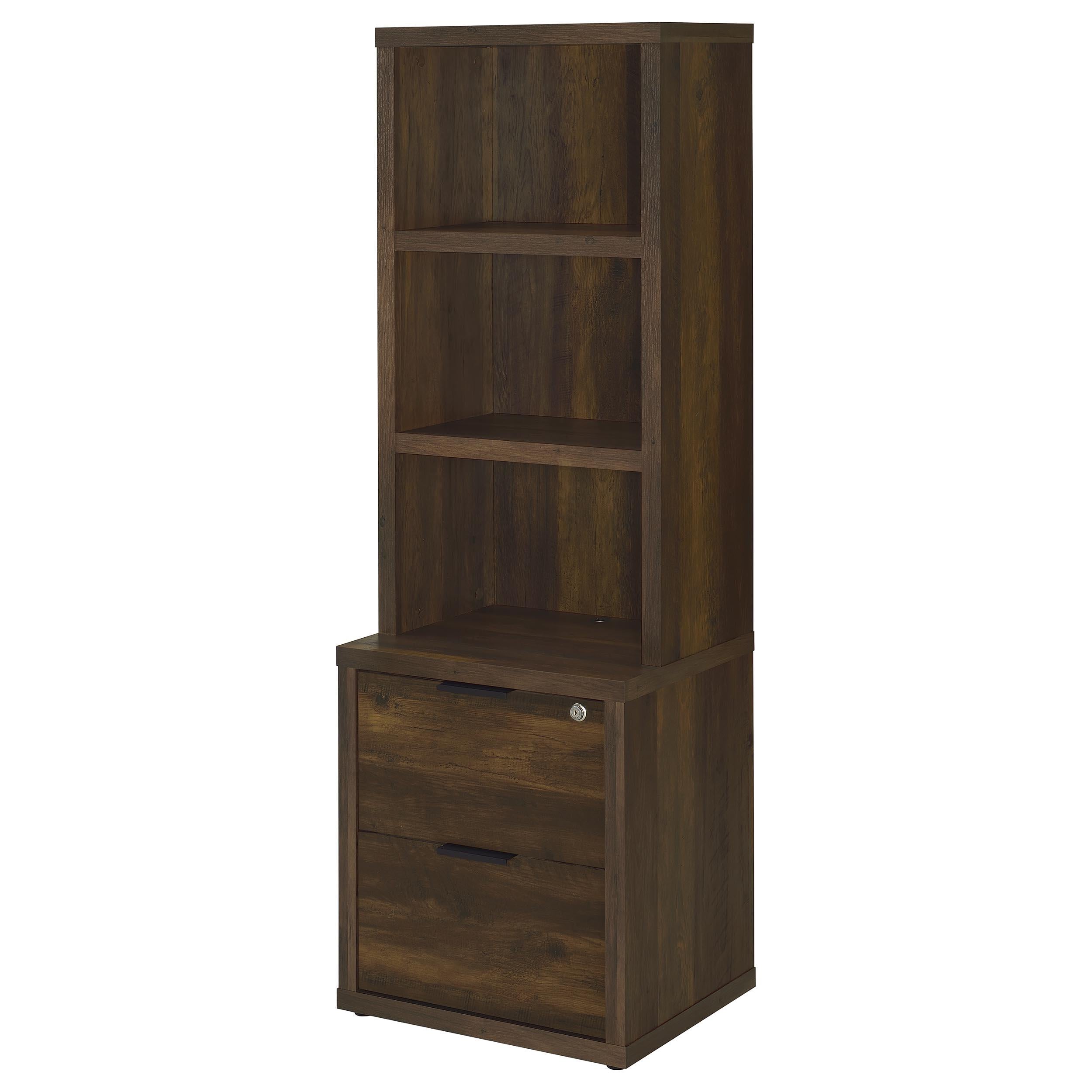 Westpark 3-shelf Bookcase USB and Lockable Drawer Dark Pine - 802713