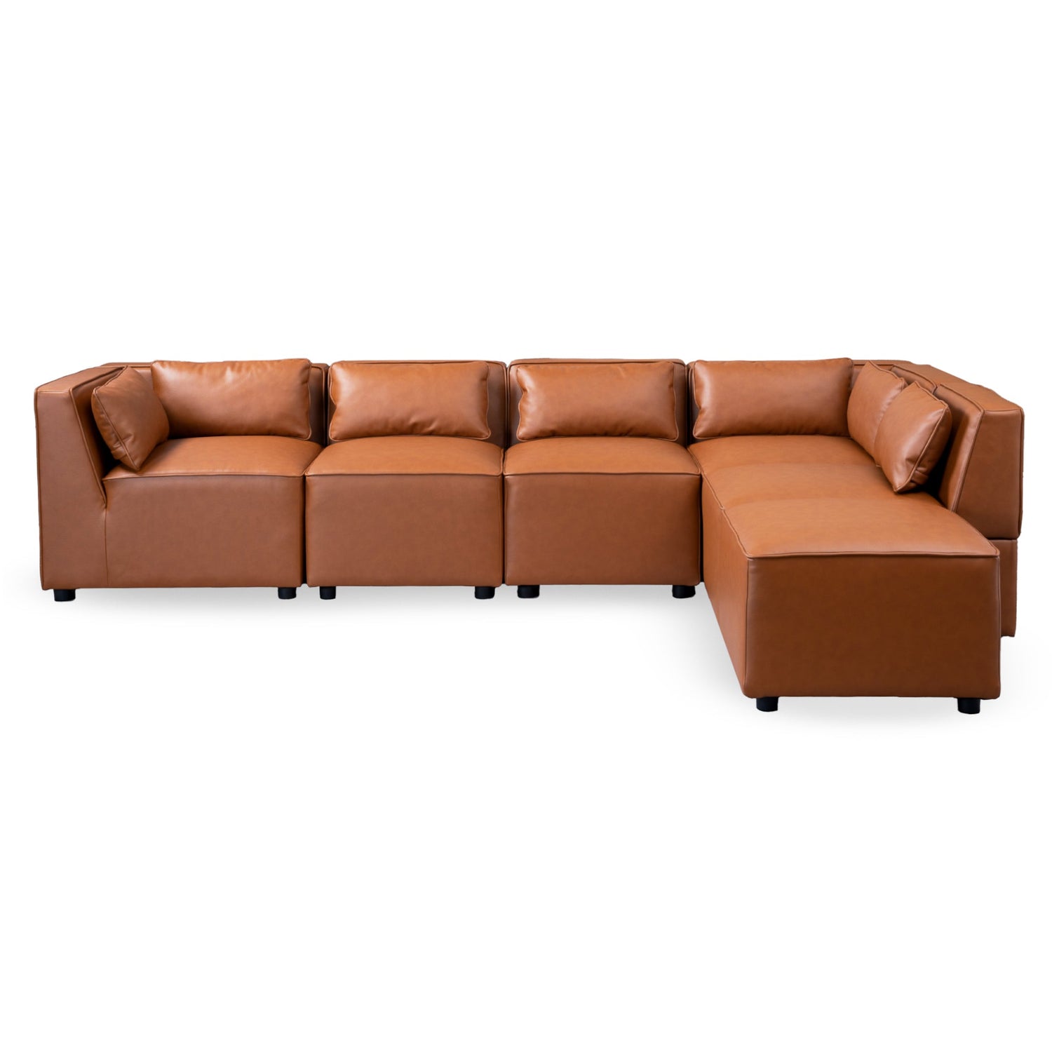 Wexford Cognac Vegan Leather Modular Sofa - MSC00300701