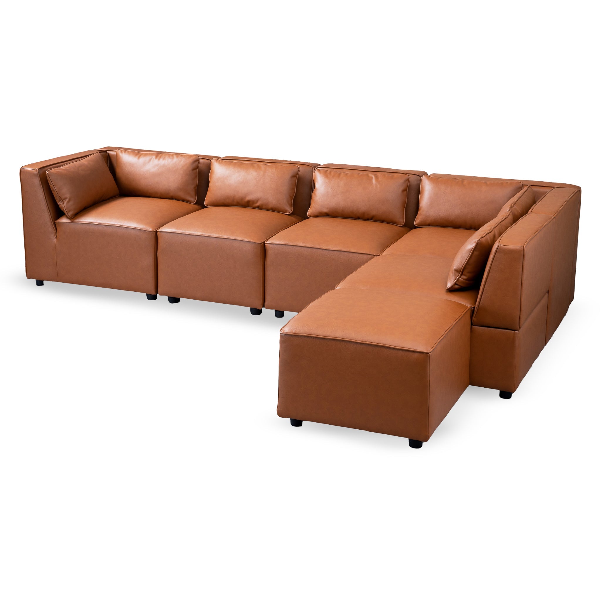 Wexford Cognac Vegan Leather Modular Sofa - MSC00300701