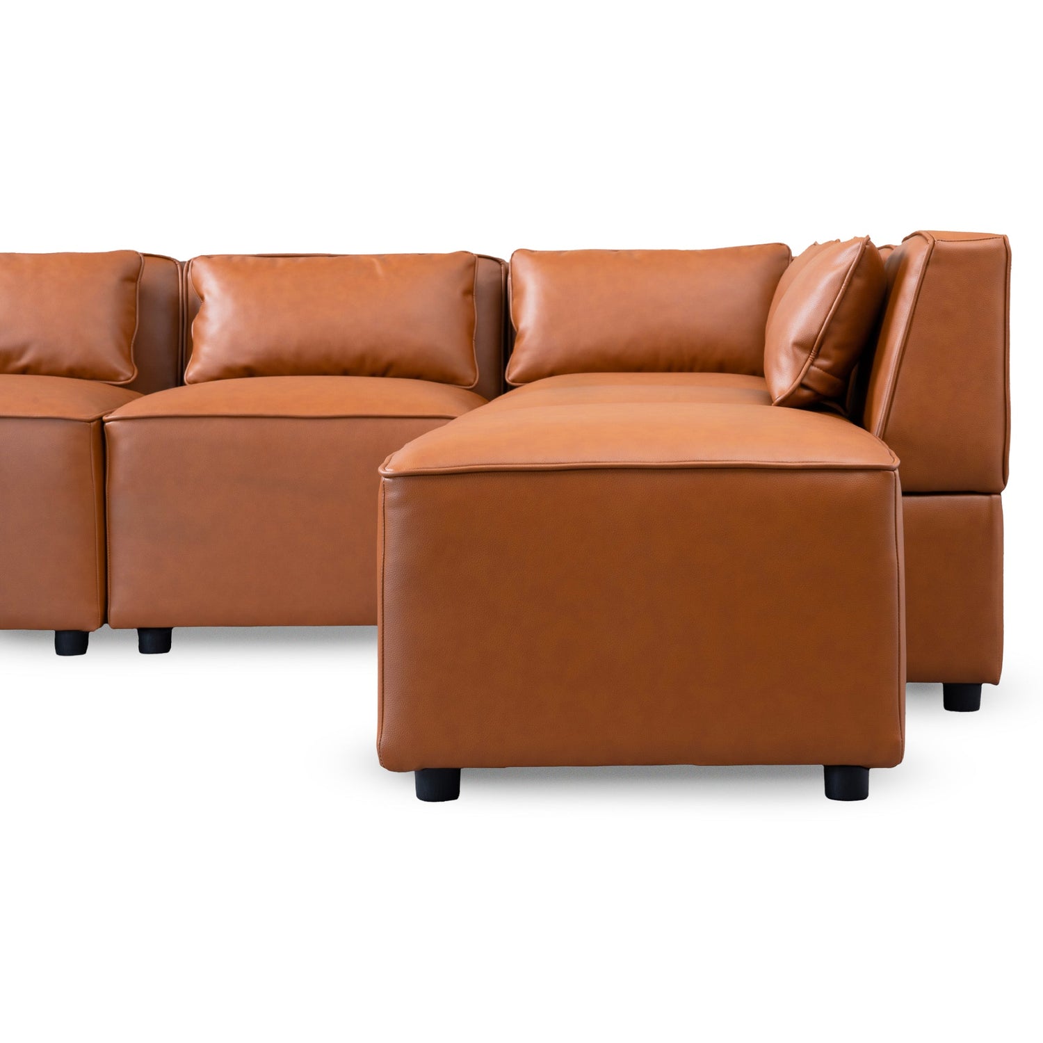 Wexford Cognac Vegan Leather Modular Sofa - MSC00300701