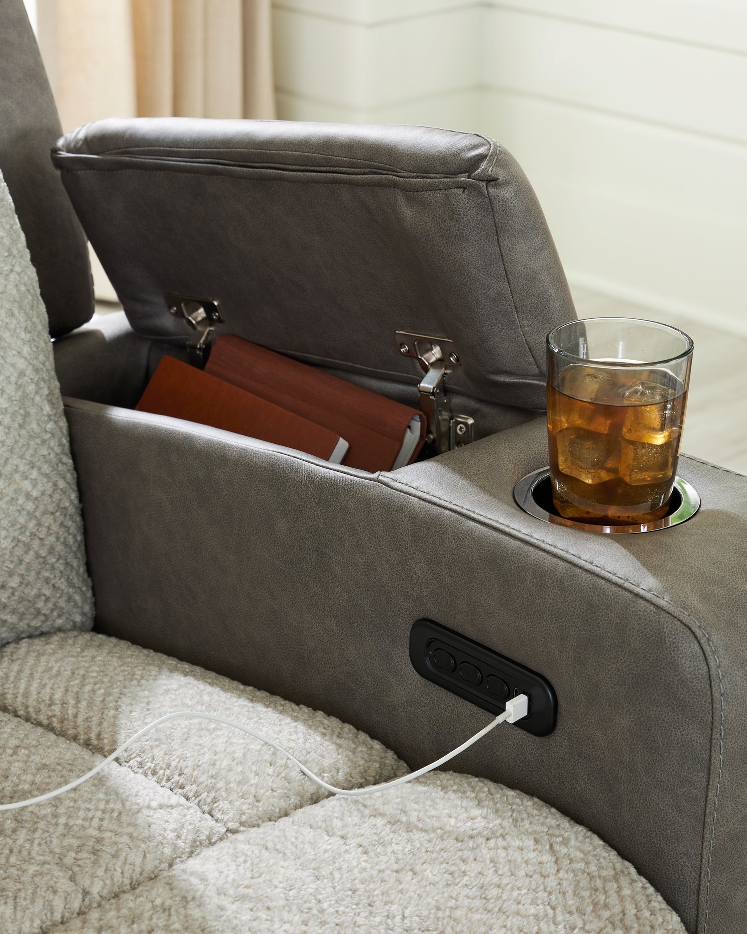 WhipLash Sisal Power Reclining Loveseat with Console - PC6320418