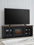 Wildenauer Brown/Black 76" TV Stand with Electric Fireplace - W664W1