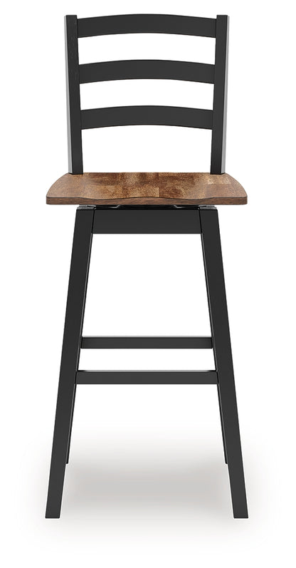 Wildenauer Brown/Black Bar Height Bar Stool, Set of 2 - D634-230