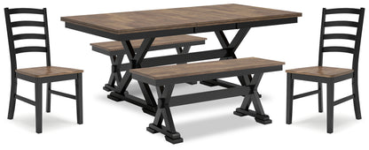 Wildenauer Dining Table, 2 Chairs and 2 Benches - D634D7