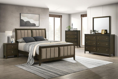 Wilkes 51-inch Upholstered California King Bed Dark Cocoa - 224421KW