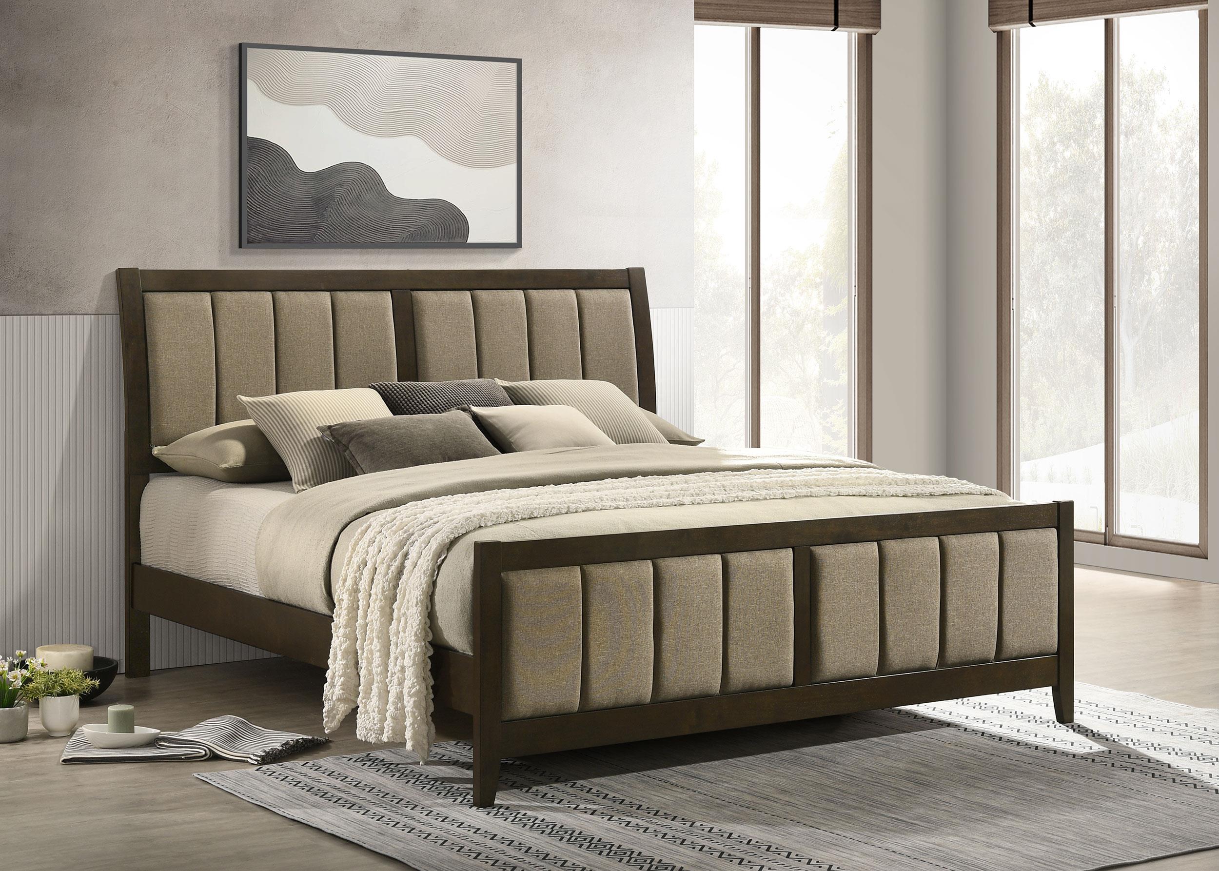 Wilkes 51-inch Upholstered California King Bed Dark Cocoa - 224421KW