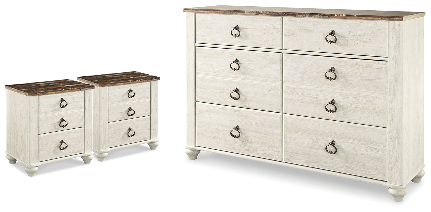 Willowton Dresser and 2 Nightstands - B267B60