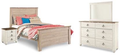Willowton Full Panel Bed, Dresser, Mirror, Chest and Nightstand - B267B64