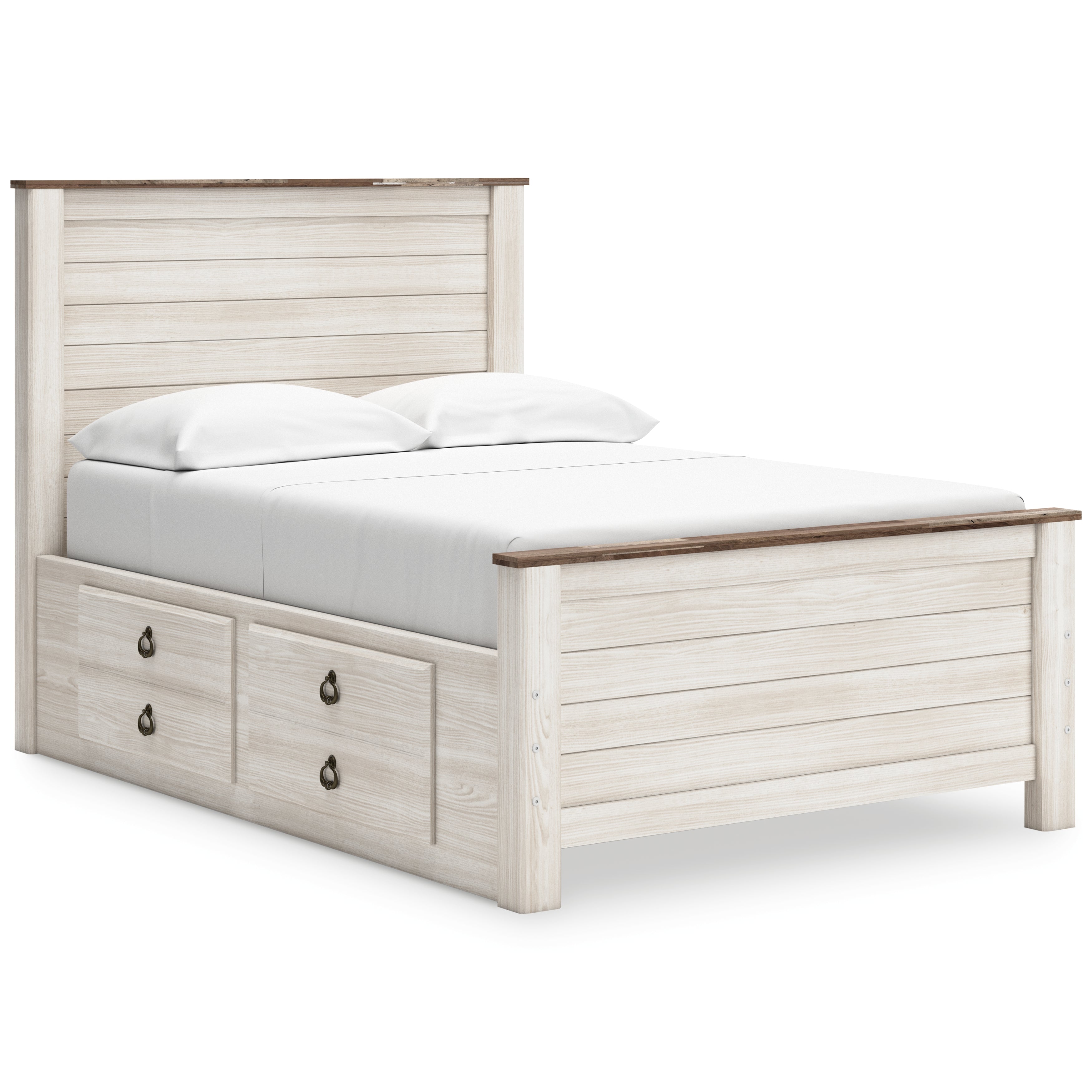 Willowton Full Panel Bed with storage, Dresser, Mirror, Chest and Nightstand - B267B12