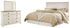 Willowton King/California King Panel Headboard Bed with Mirrored Dresser in Whitewash from Ashley - Luna Furniture