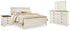 Willowton King Panel Bed with Mirrored Dresser and Nightstand in Whitewash - PKG020110