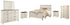 Willowton Queen Panel Bed with Mirrored Dresser, Chest and 2 Nightstands in Whitewash - PKG004473