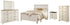 Willowton Queen Panel Bed with Mirrored Dresser, Chest and Nightstand in Whitewash - PKG004434