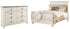 Willowton Queen Sleigh Bed with Dresser in Whitewash - PKG004298