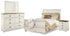 Willowton Queen Sleigh Bed with Mirrored Dresser and Nightstand in Whitewash - PKG014049