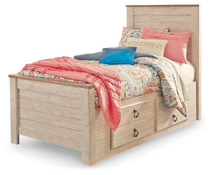 Willowton Twin Bed with Storage, Dresser, Mirror, Chest and Nightstand - B267B65