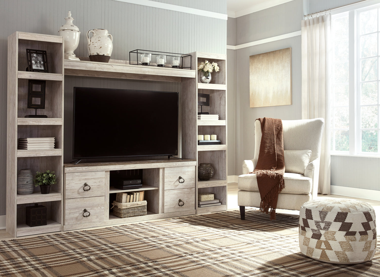 Willowton Whitewash 4-Piece Entertainment Center - EW0267W7