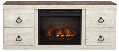 Willowton Whitewash 4-Piece Entertainment Center with Electric Fireplace - EW0267W9