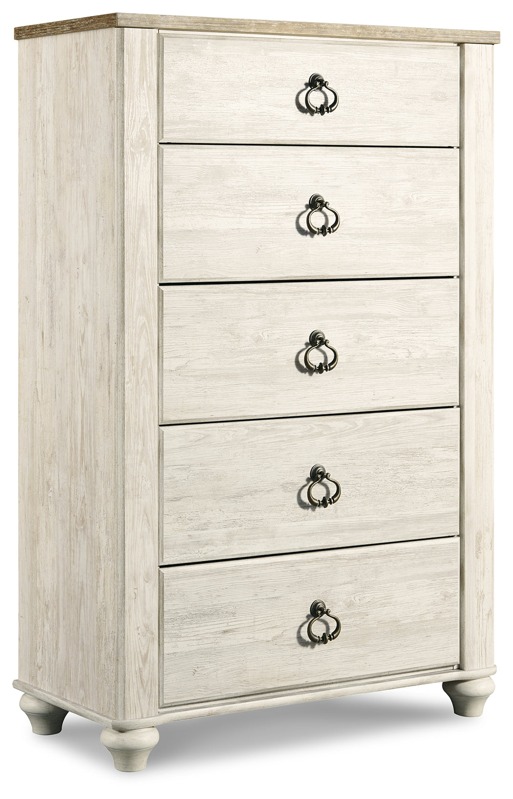 Willowton Whitewash Queen Sleigh Bed, 2 Dressers, Mirror, Chest and 2 Nightstands - B267B39