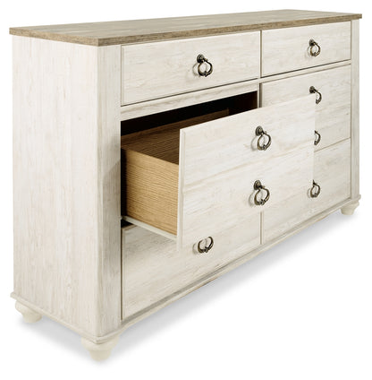 Willowton Whitewash Twin Panel Bed and Dresser - B267B53