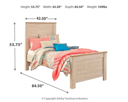 Willowton Whitewash Twin Panel Bed and Dresser - B267B53