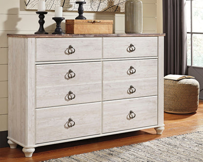 Willowton Whitewash Twin Panel Bed and Dresser - B267B53