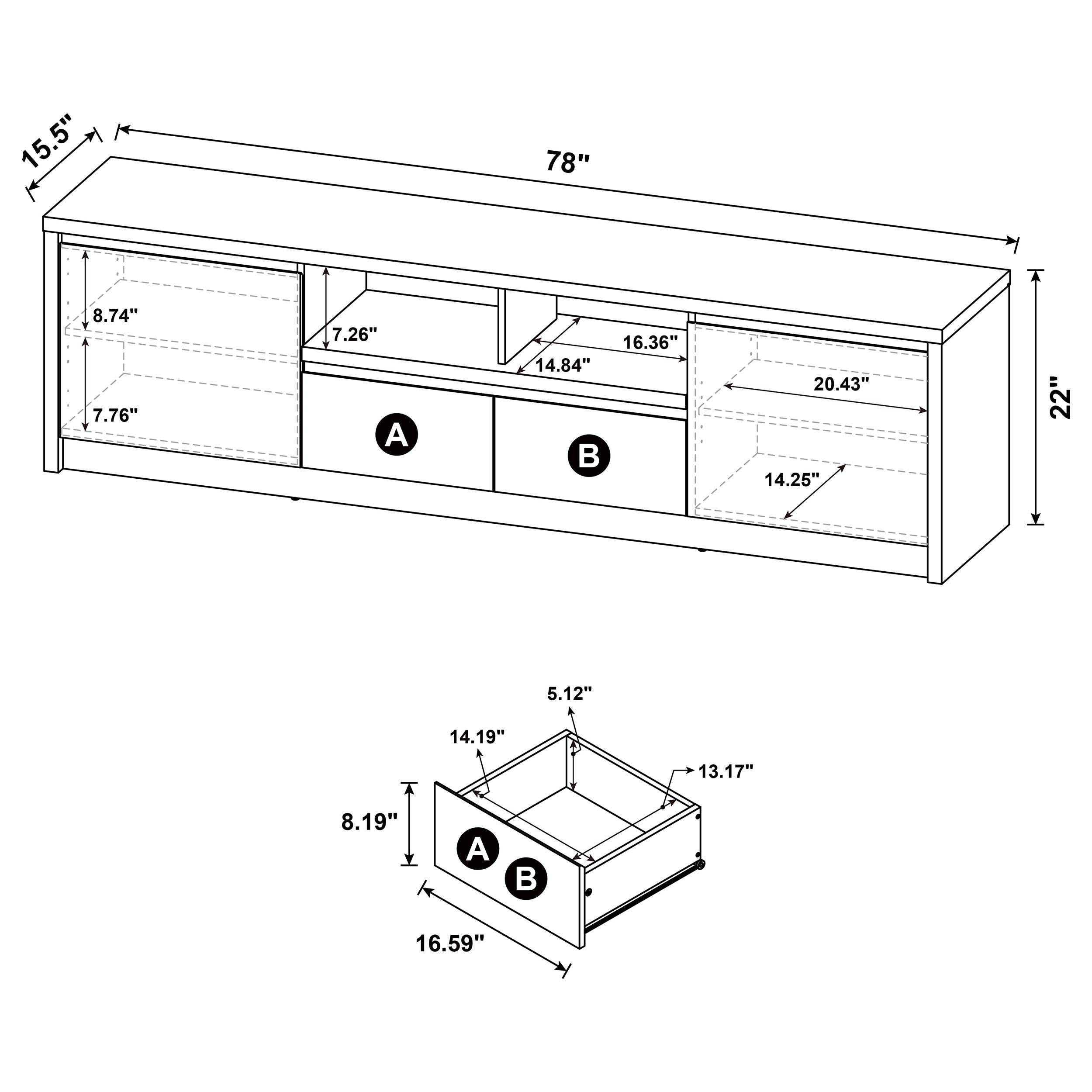 Winfield 3-piece Entertainment Center 78-inch TV Stand Black - 706223-SET