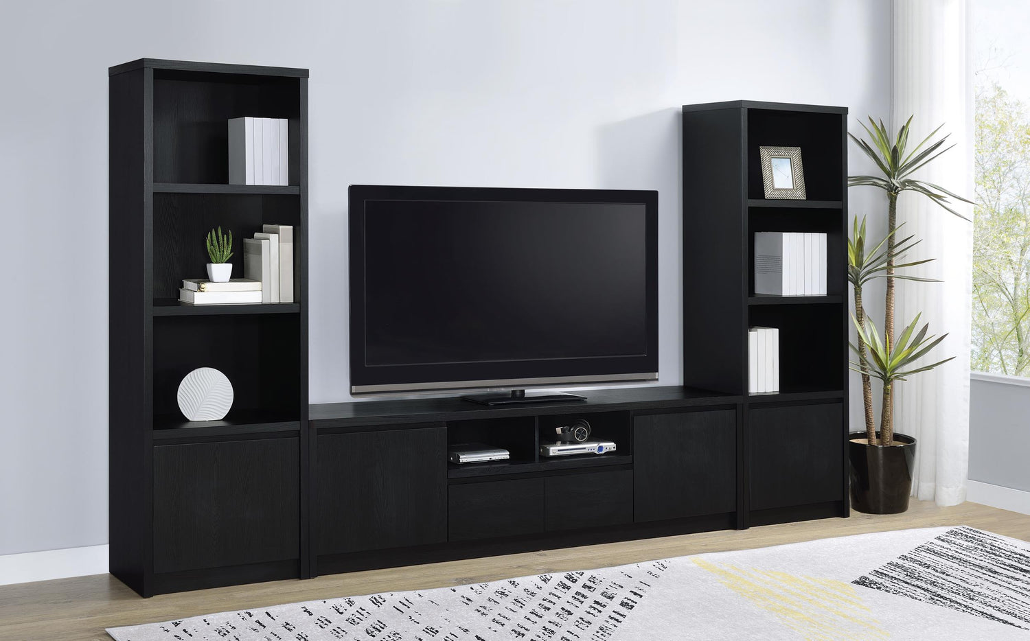 Winfield 3-piece Entertainment Center 78-inch TV Stand Black - 706223-SET