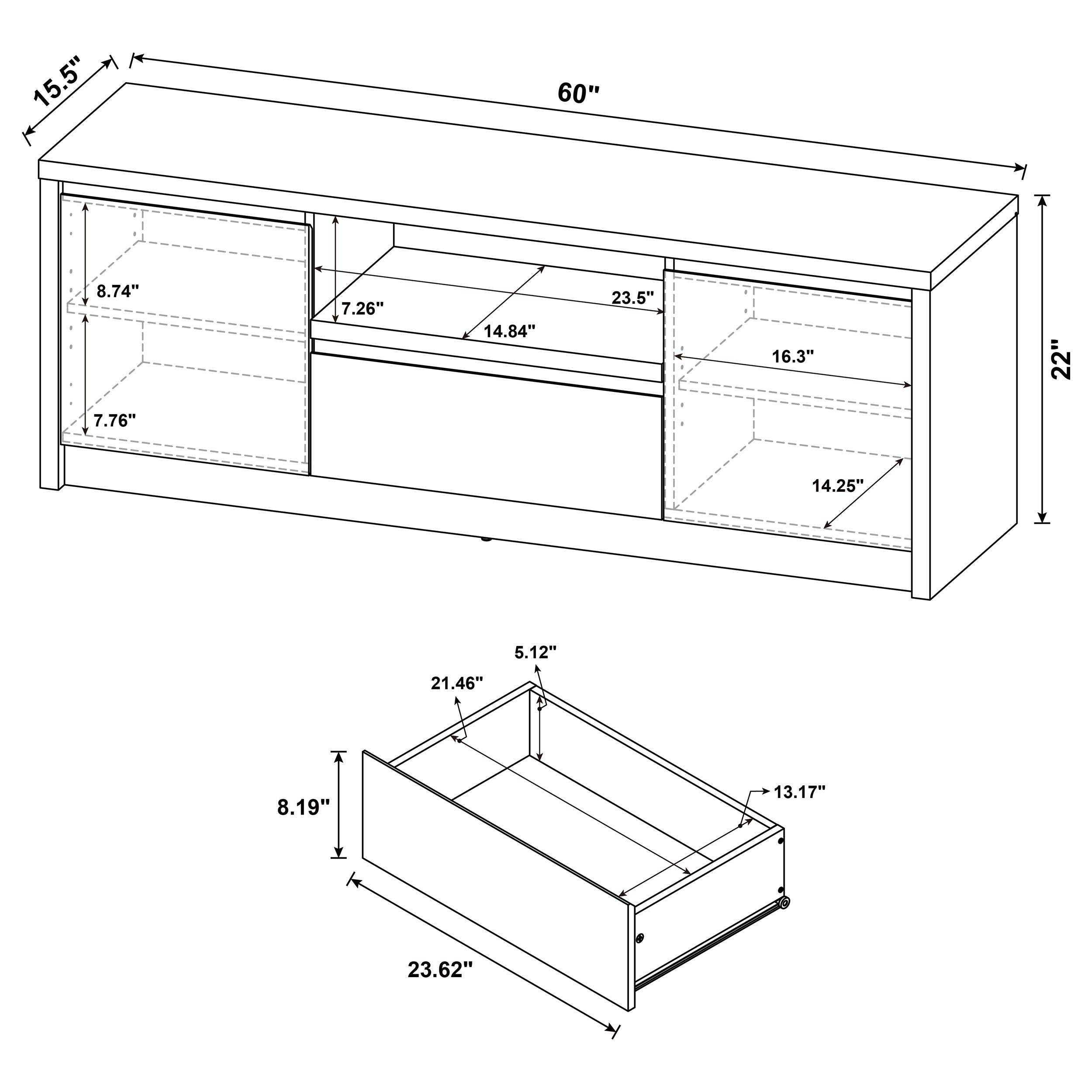 Winfield 60-inch 2-door TV Stand Media Console Black - 706222