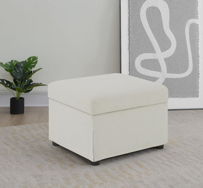 Winter Upholstered Hydraulic Lift Top Storage Ottoman Beige - 904134