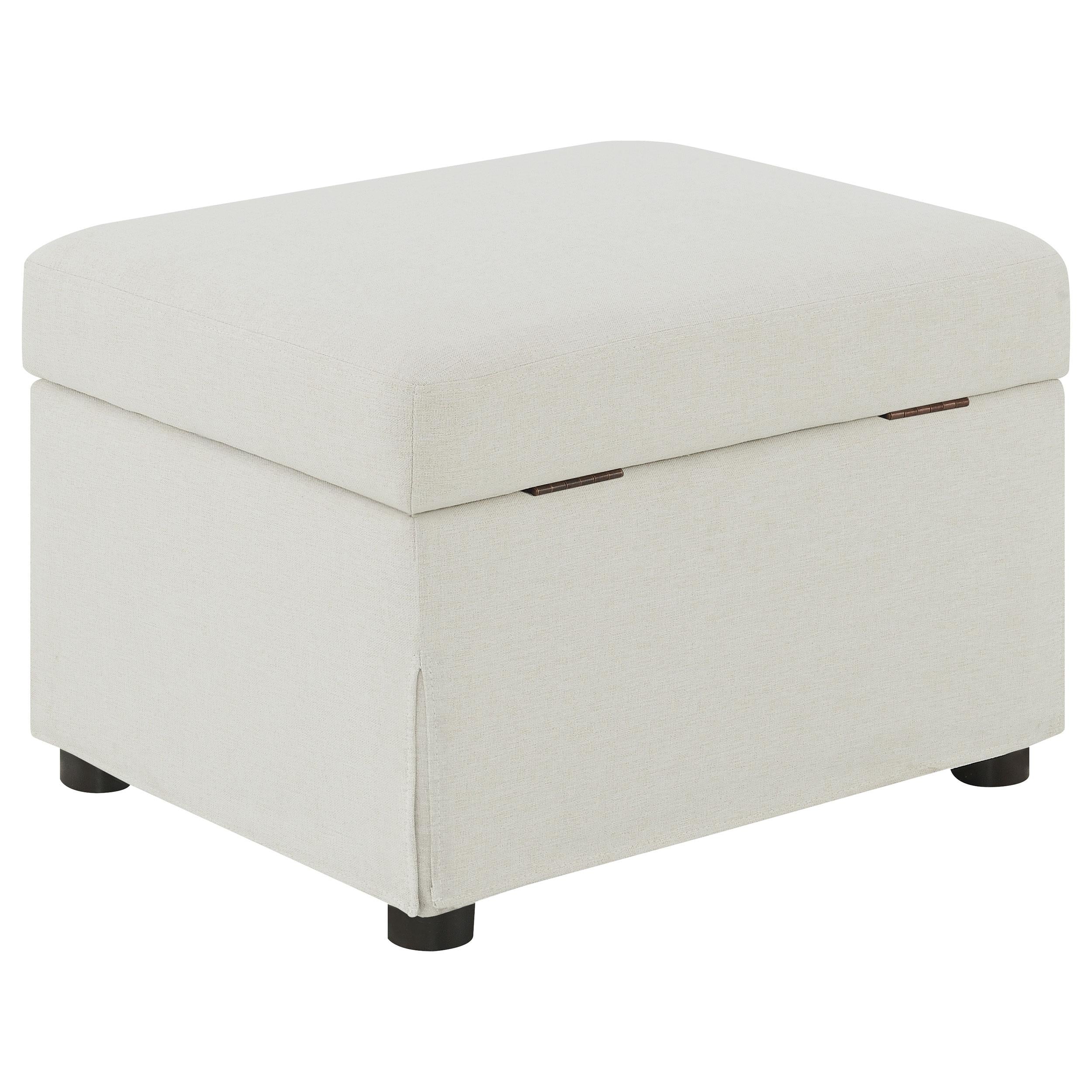 Winter Upholstered Hydraulic Lift Top Storage Ottoman Beige - 904134