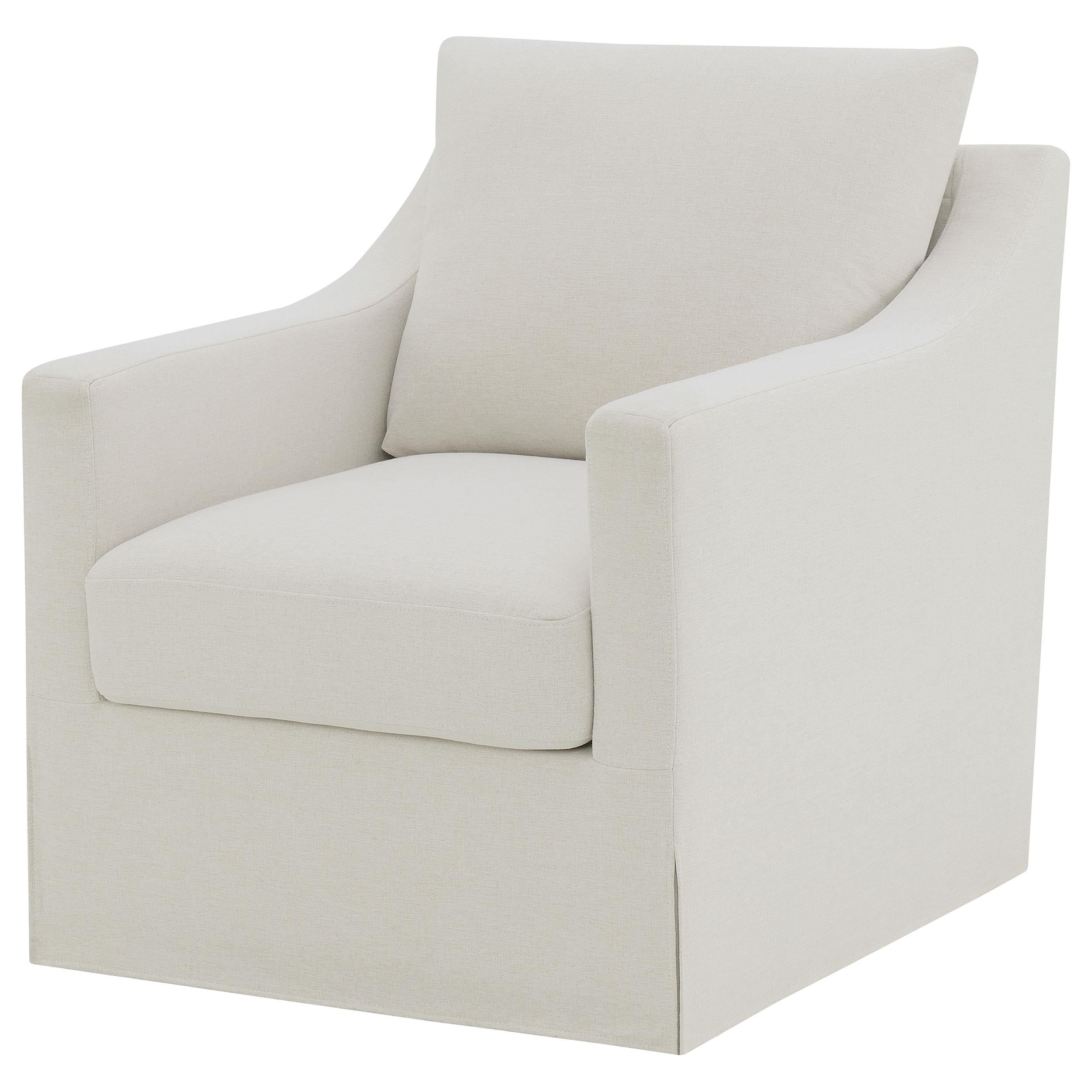 Winter Upholstered Sloped Arm Accent Swivel Chair Beige - 904133