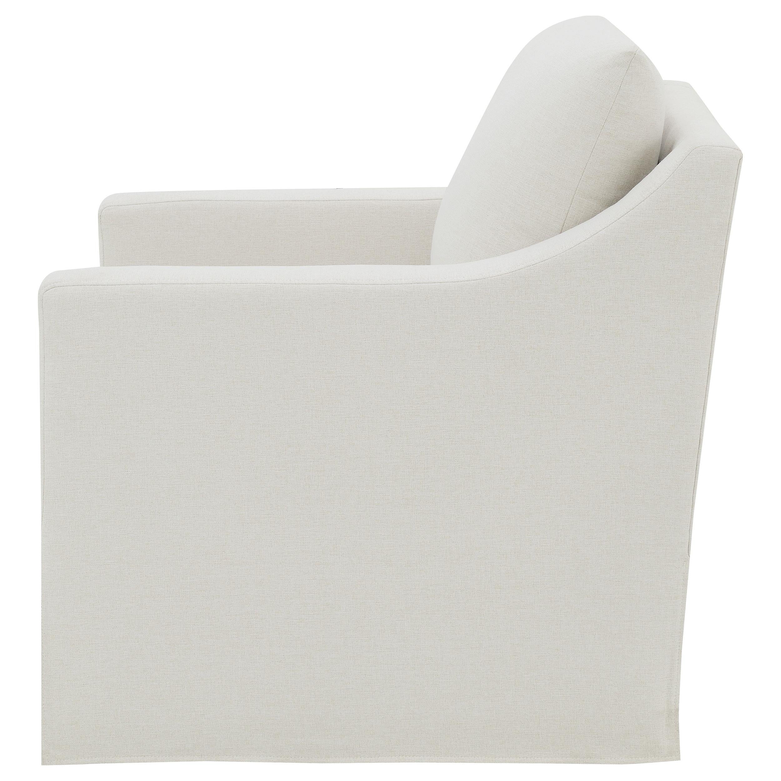 Winter Upholstered Sloped Arm Accent Swivel Chair Beige - 904133