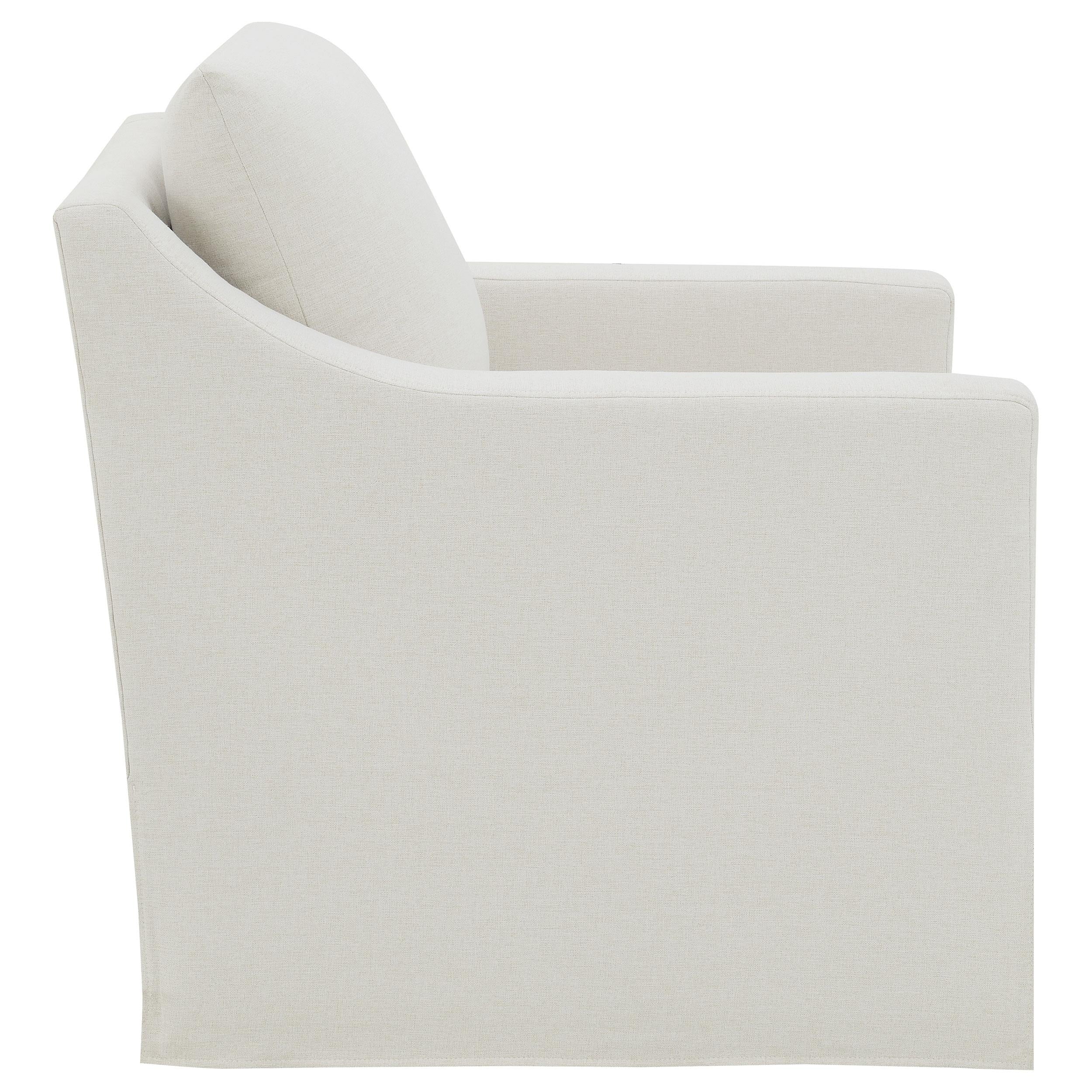 Winter Upholstered Sloped Arm Accent Swivel Chair Beige - 904133