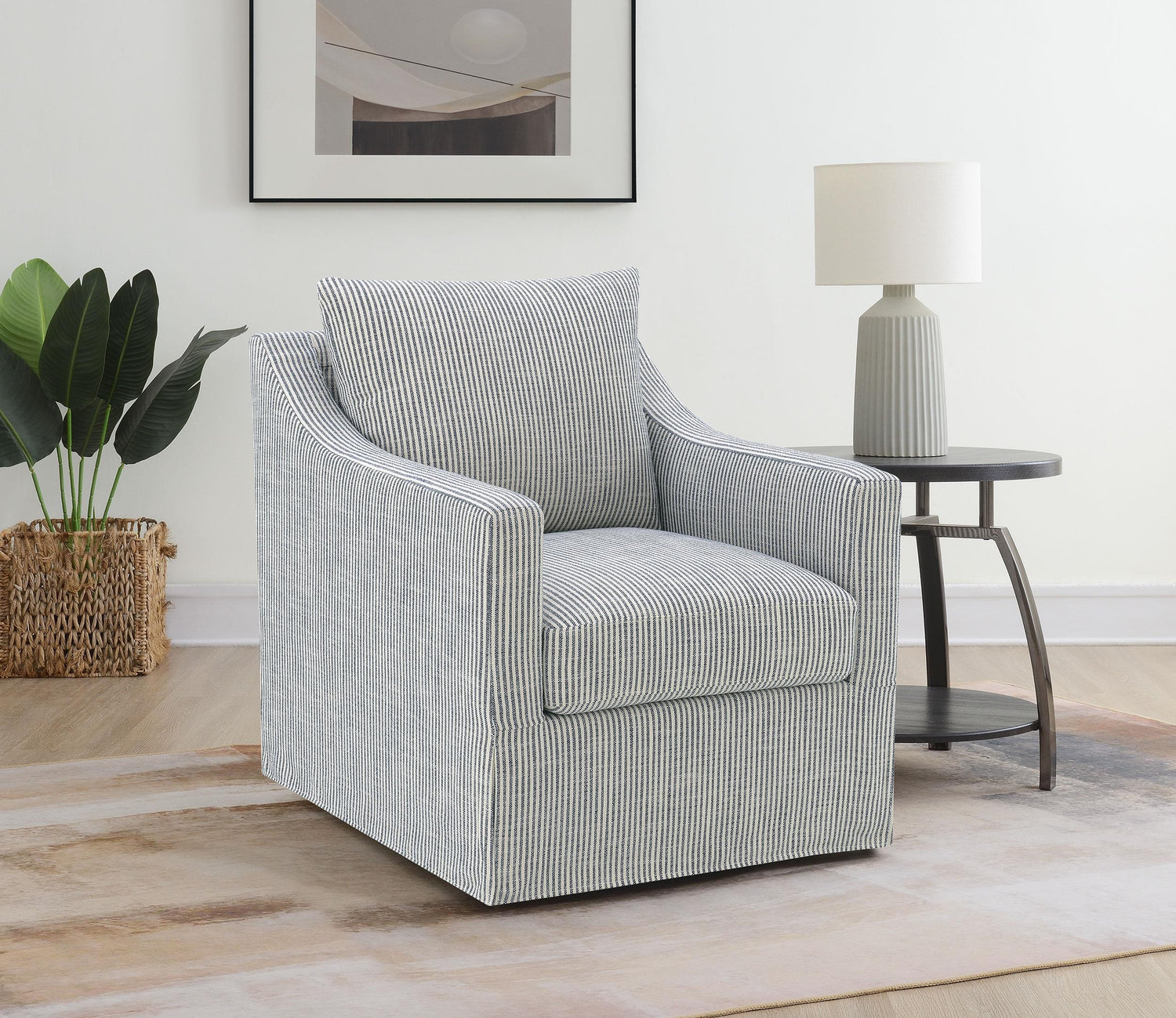 Winter Upholstered Sloped Arm Accent Swivel Chair Grey - 904137