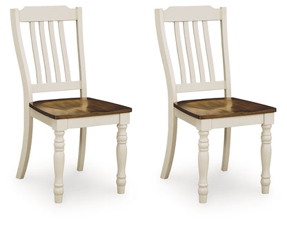 Wirloni Antique White/Brown Dining Chair, Set of 2 - PCD616-01